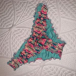 Multicolored Cheeky Ruffled Bikini Bottoms Size L